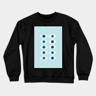 Evil Eye Abstract Retro Blue Gradient Minimalist Modern Art Crewneck Sweatshirt